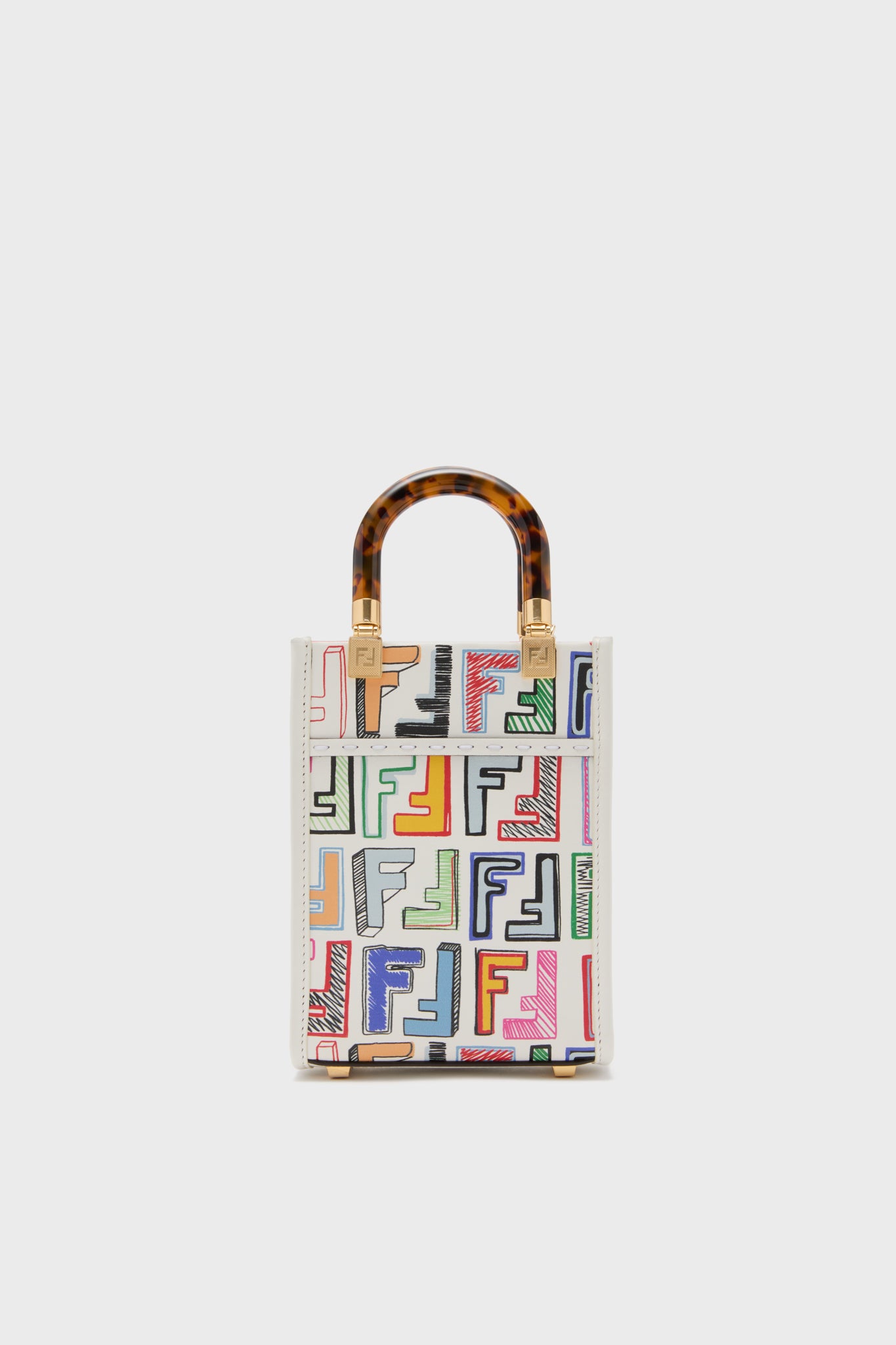 FENDI White Multicolor Leather Sunshine Shoulder Bag