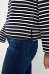 Navy and White Boat Neck Long Sleeve Shirt