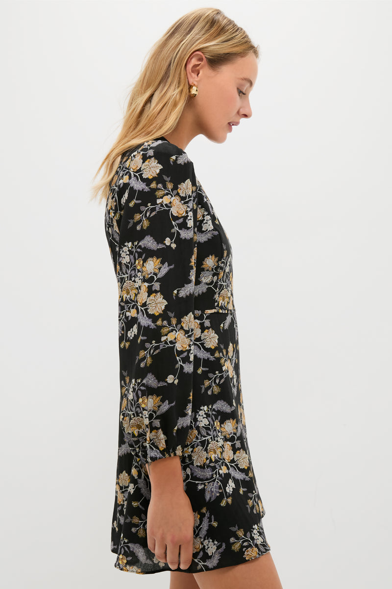 Black Multi Floral Sophia Mini Dress