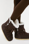 Dark Brown Suede Shearling Evx Boots