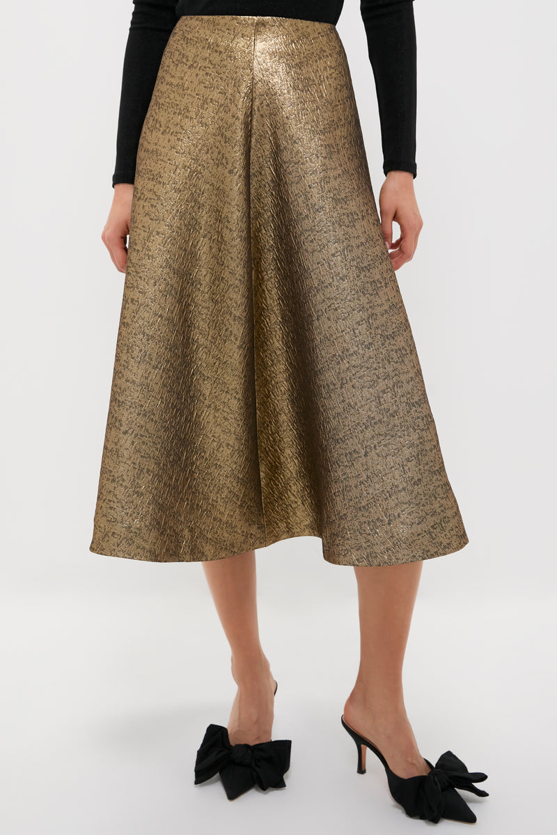 Gold Textured Jacquard Andrea Circle Skirt