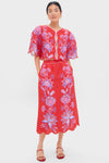 Porcelain Garden Red Midi Skirt