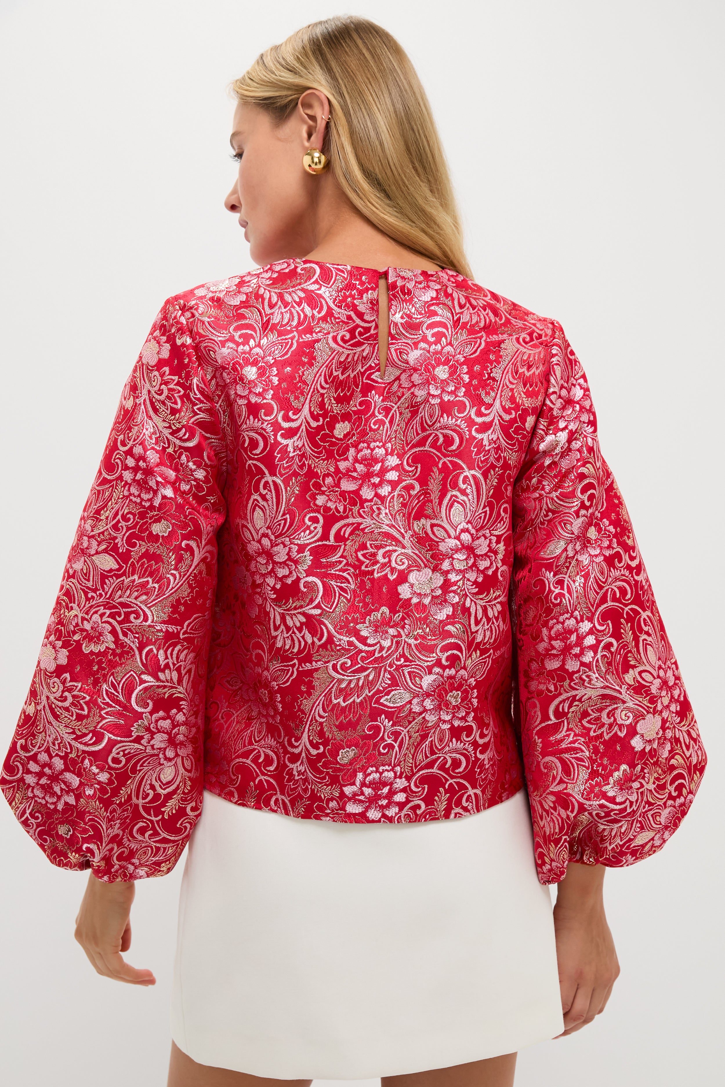 Red & Pink Jacquard Janie Blouse