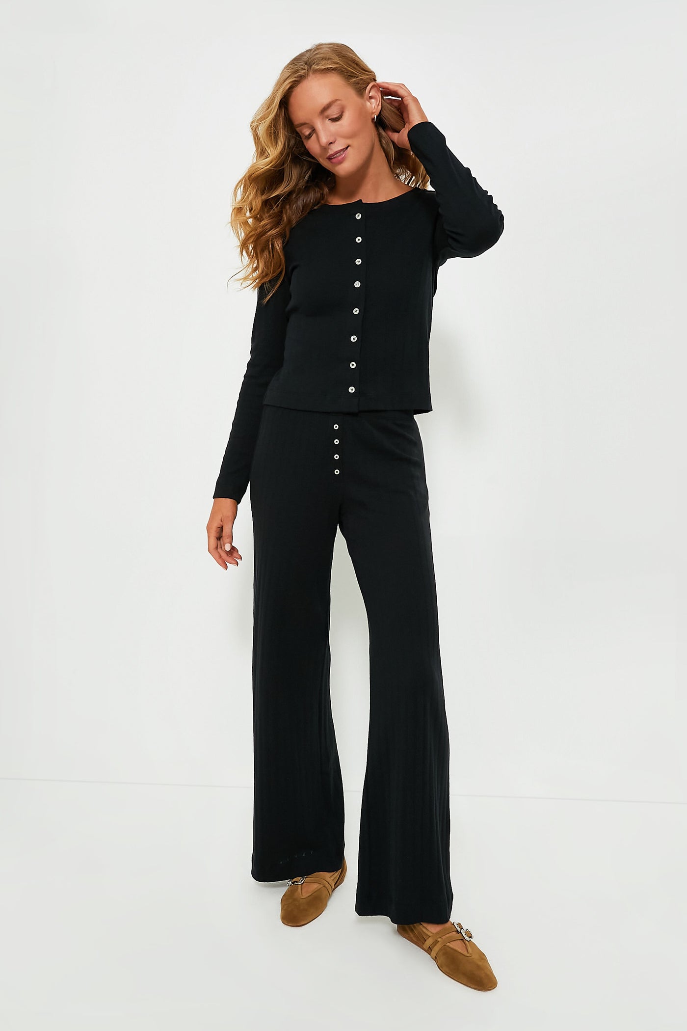 Black Pointelle Boxer Pant