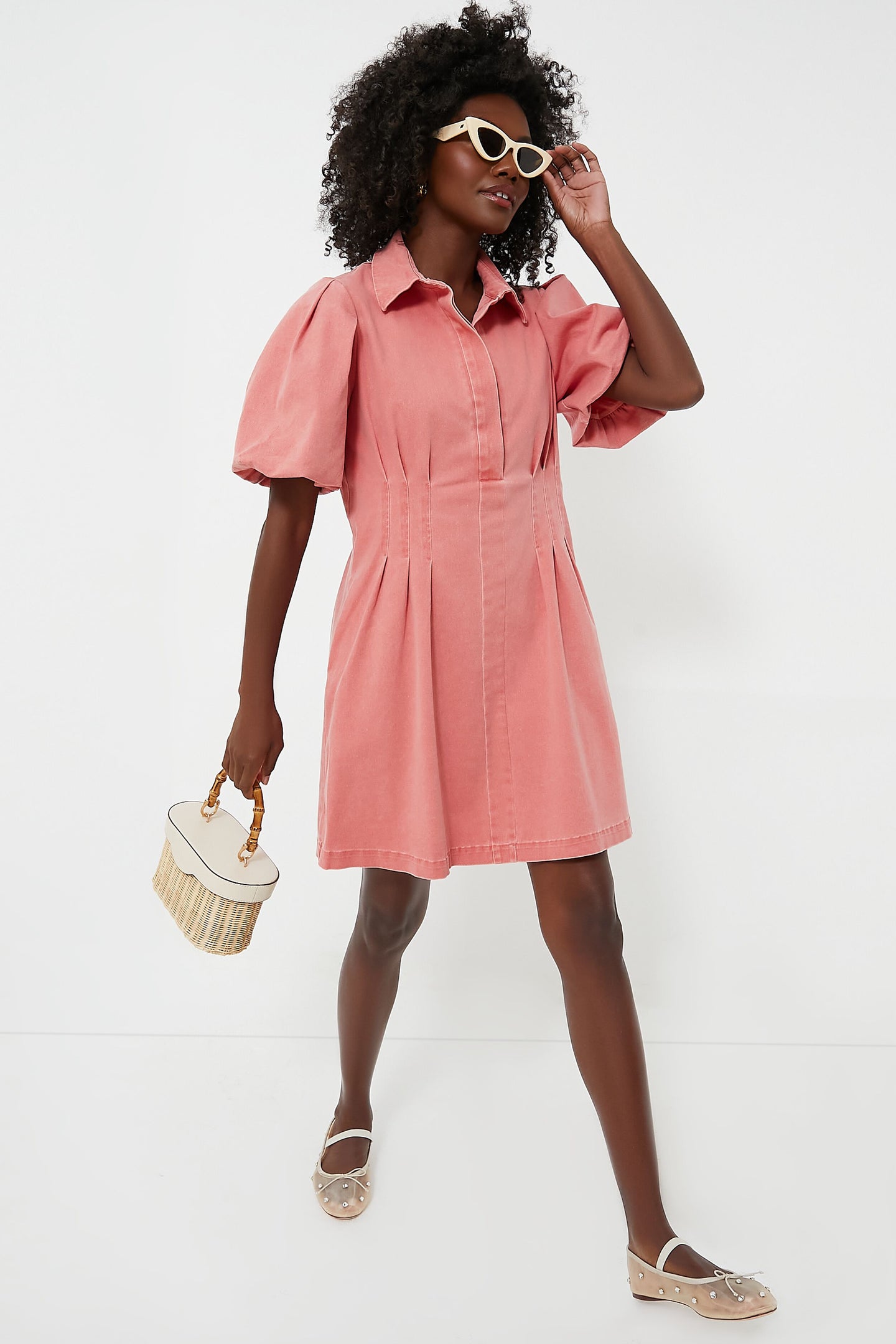 Nantucket Red Stretch Twill Mini Delaney Dress
