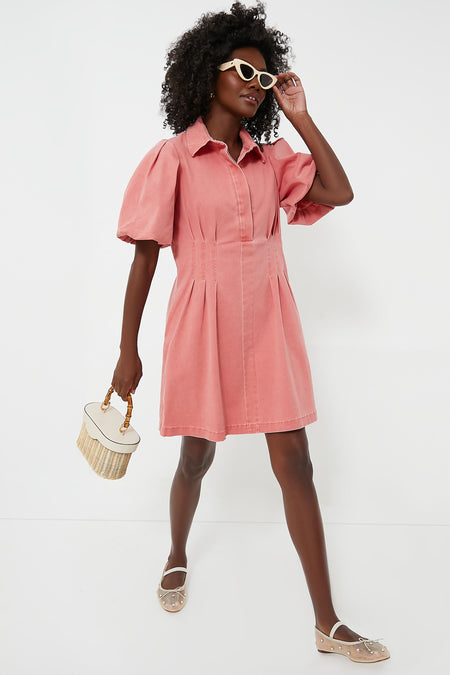 Nantucket Red Stretch Twill Mini Delaney Dress