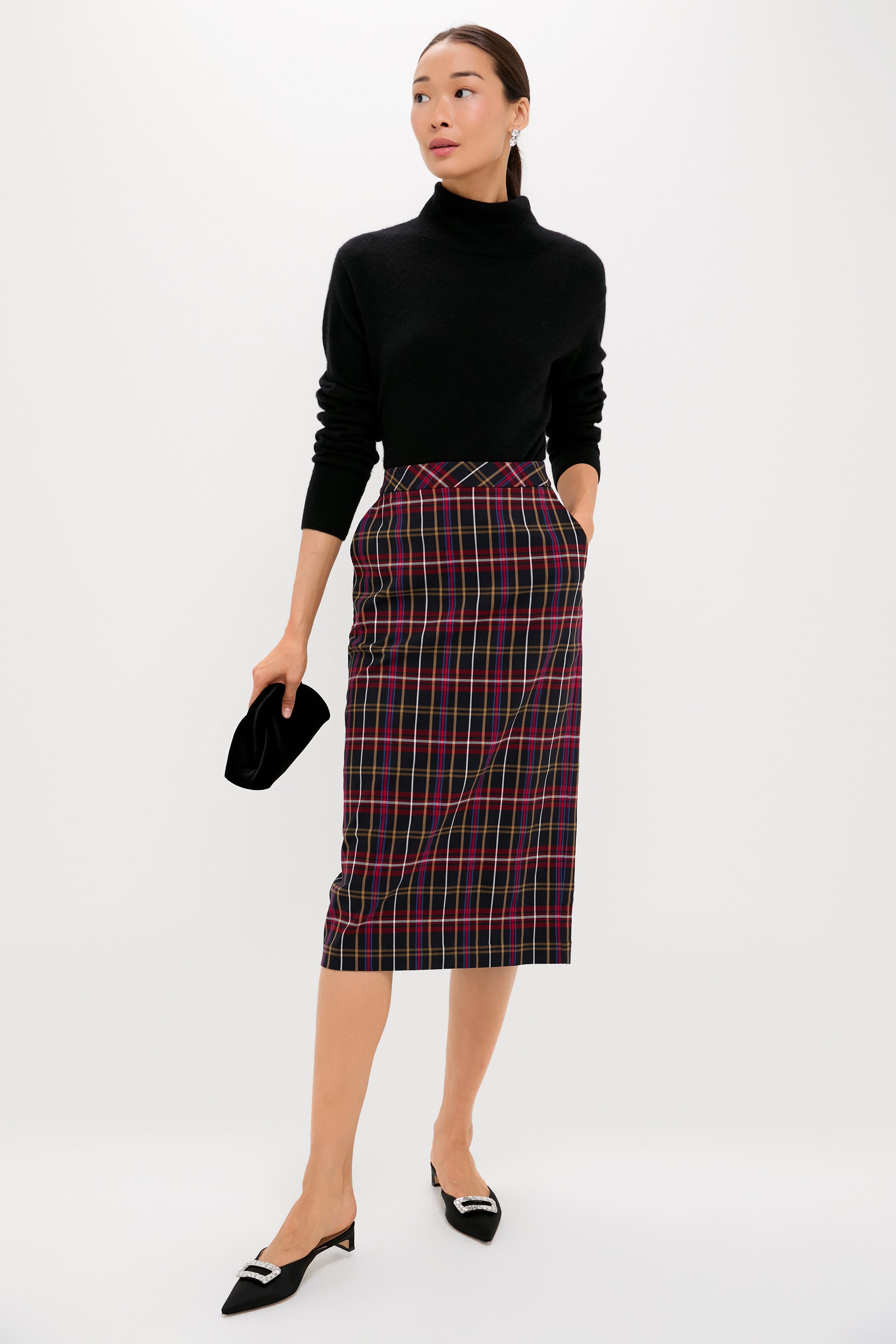 Baroque Tartan Gwyneth Midi Skirt
