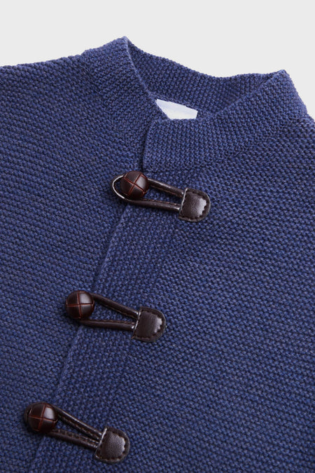 Toggle Fastening Knitted Cardigan in Blue
