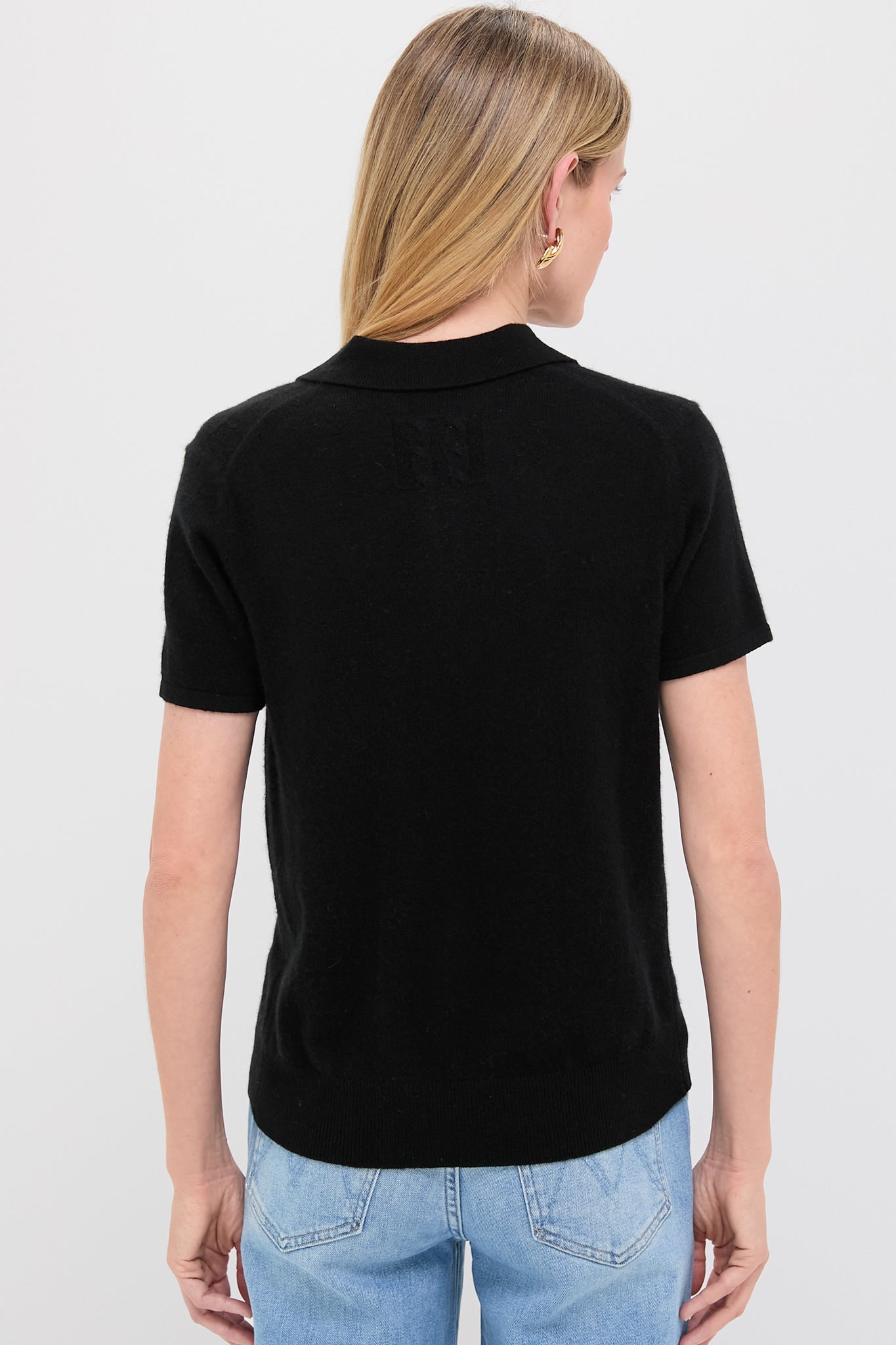 Black Cashmere Short Sleeve Polo