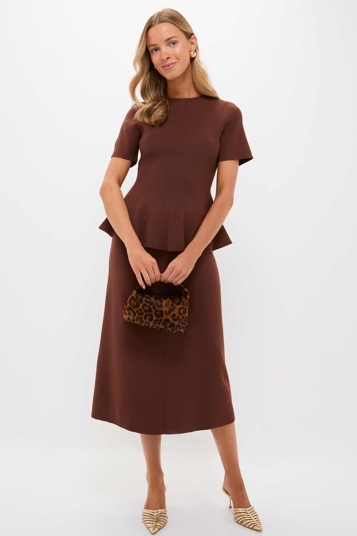 Chocolate Brown Knit Philomena Midi Skirt | Hyacinth House