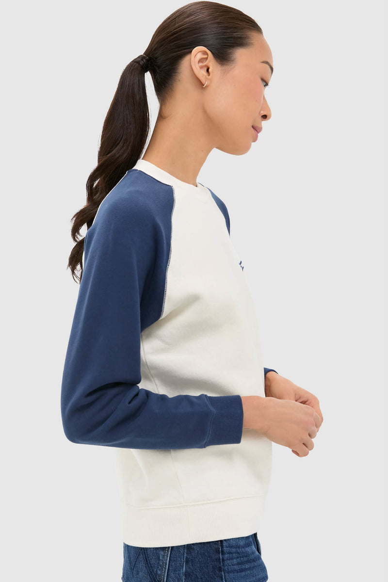 Cream and Navy Embroidered Sardine Sweatshirt