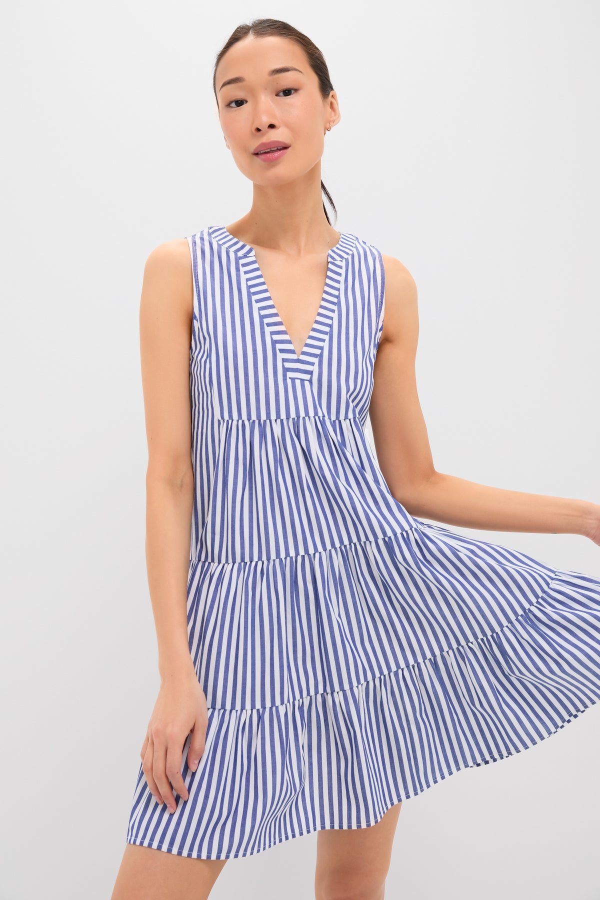 Pomander Place Blue and White Stripe Sleeveless Cotton Poplin Kenzo Dress Blue and White Stripe / XL