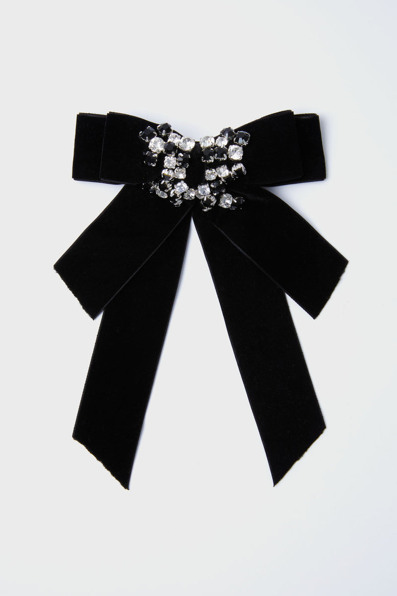 Black Velvet and Crystal Beth Bow