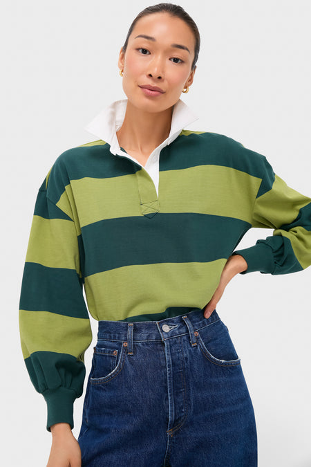 Khaki and Red Stripe Swiftie Rugby Polo