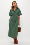 Dark Green Windowpane Seersucker Zacara Dress