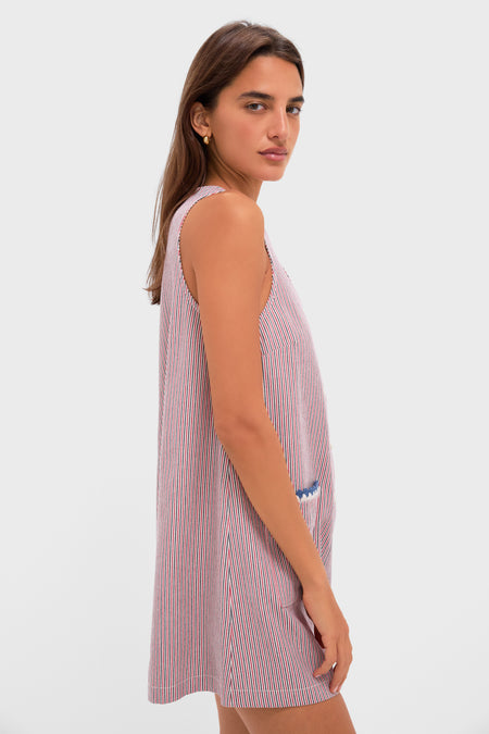 Red and Blue Stripe Myla Romper