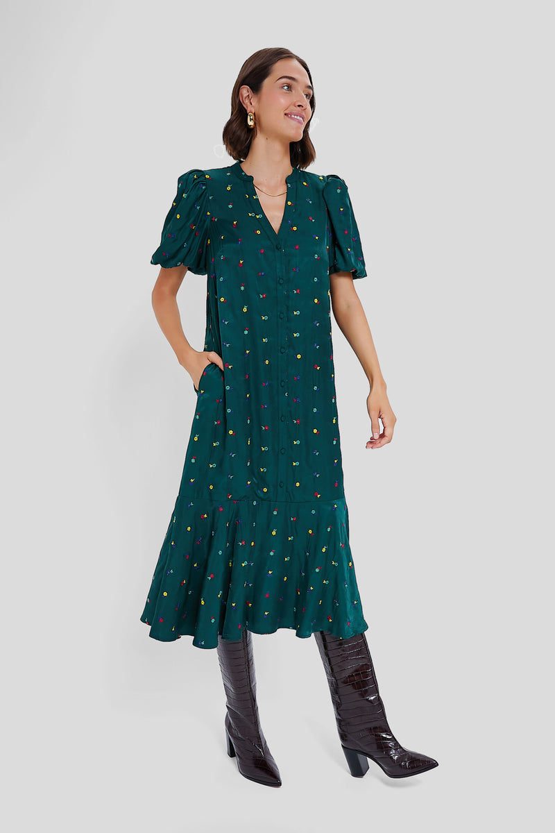 Green Embroidered Molly Dress
