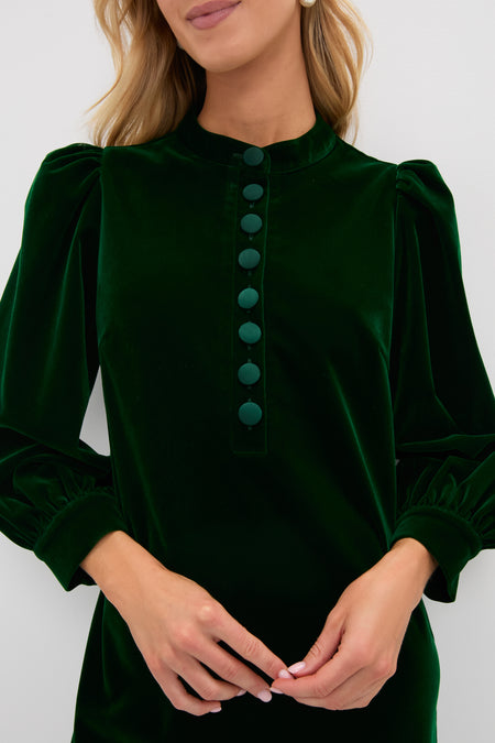 Hunter Green Velvet Samantha Dress