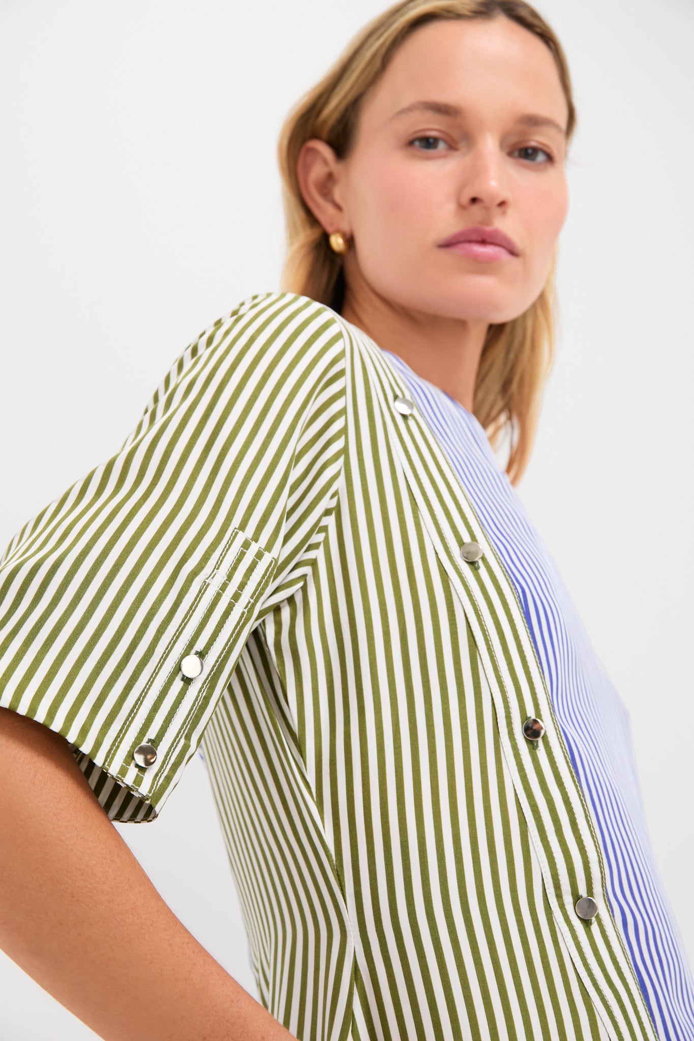 Linear Cobalt Matcha Salmon Infinity Dress