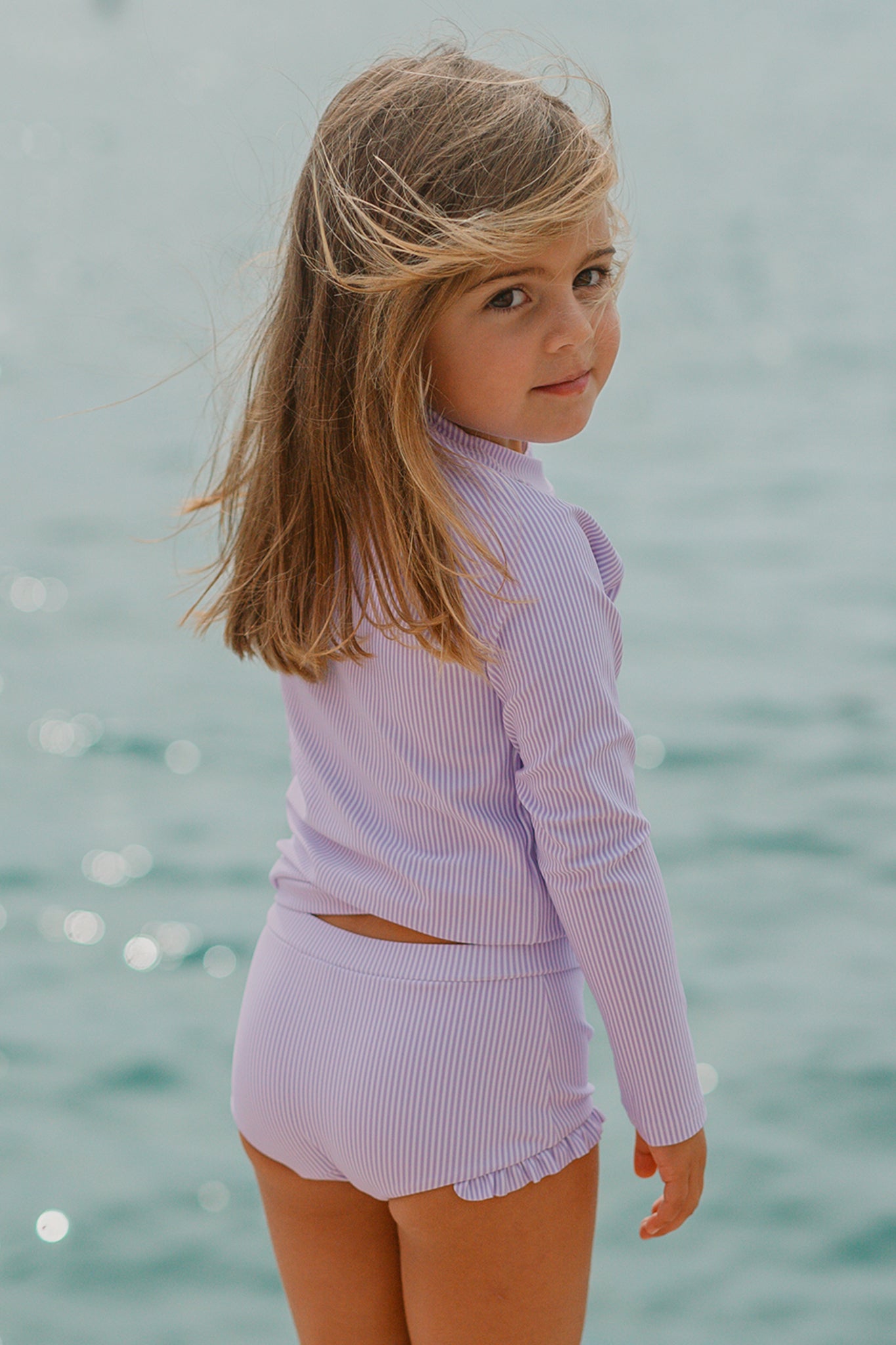 Lavender Micro Stripe Rashguard Set
