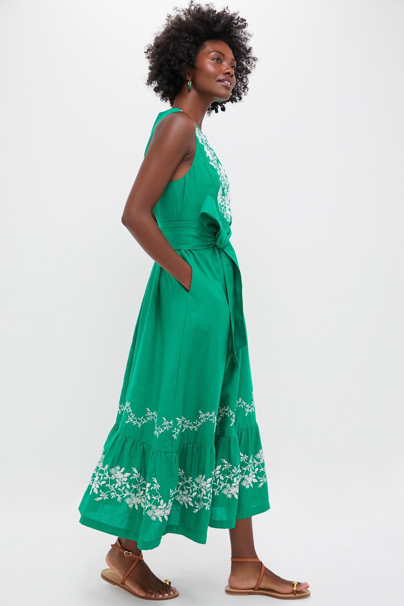 Garden Green Embroidered Malene Dress