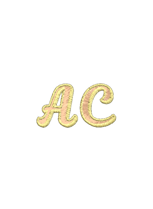 Monogramming option with two letters (AC) in print in the same size. 