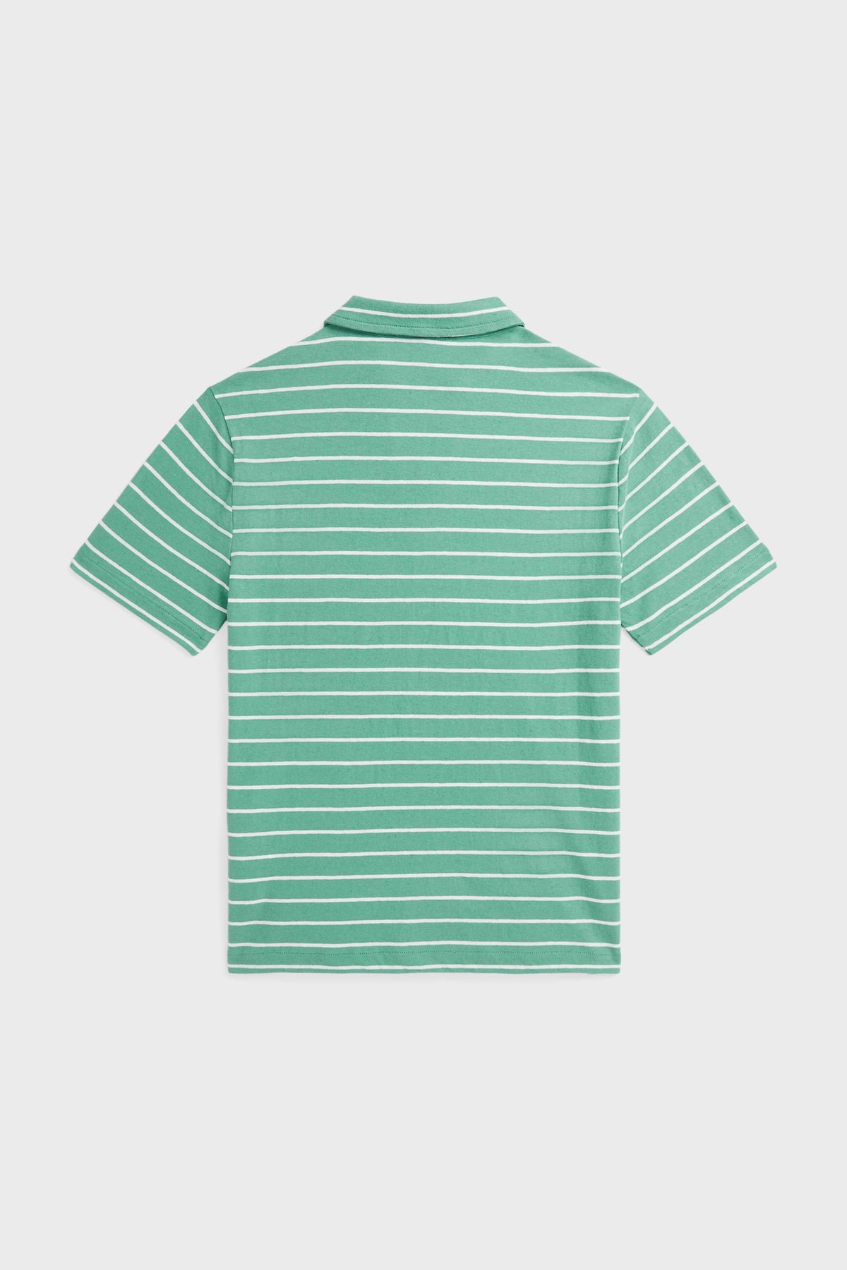 Boys Haven Green Short-Sleeve Cotton Linen Jersey Striped Johnny Collar Polo
