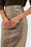 Oatmeal Susurros Leather Pencil Skirt