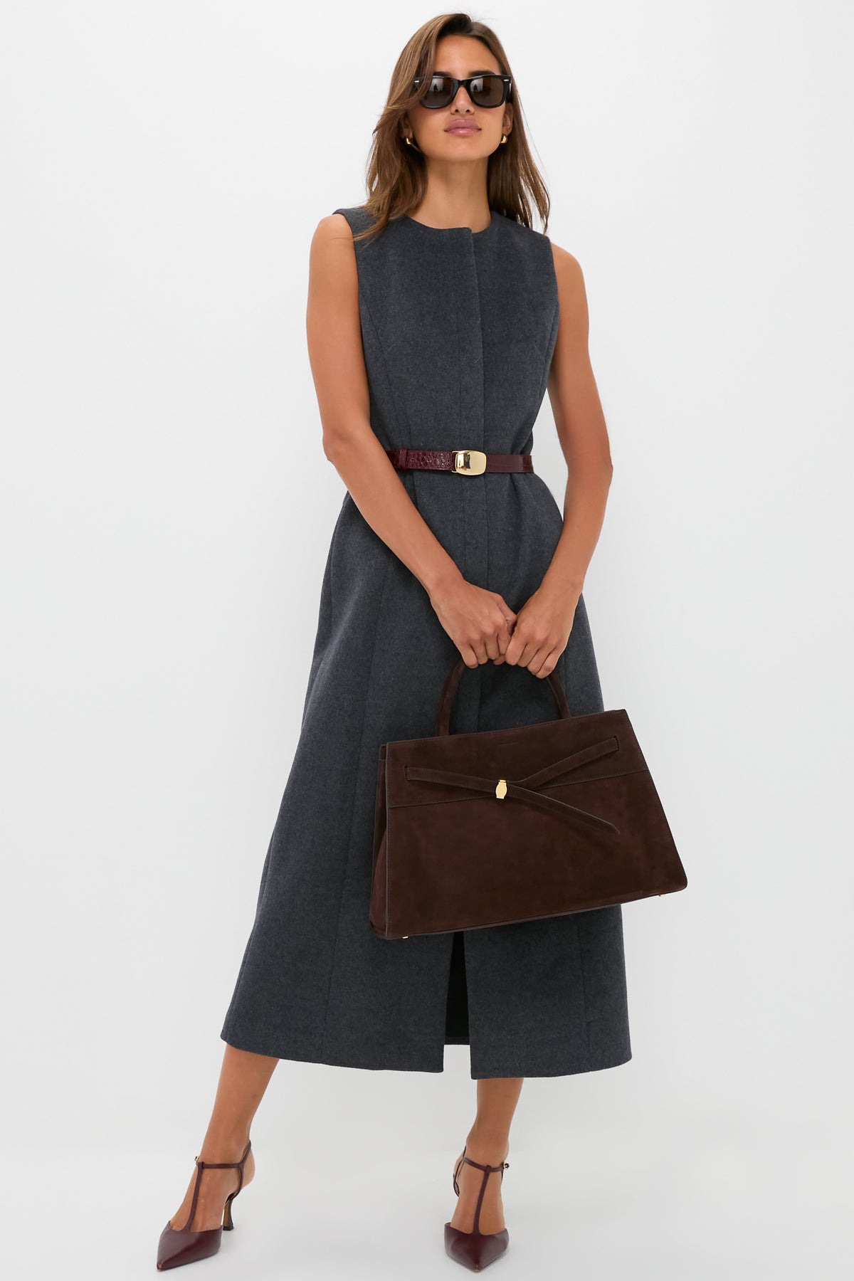 Gray Wool Rhoda Midi Dress