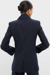 Navy Pinstripe Strong Shoulder Blazer