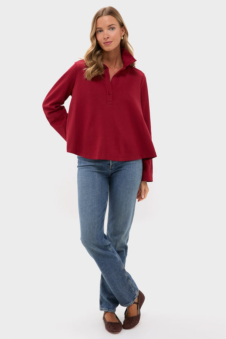 Red Carlyn Long Sleeve Polo