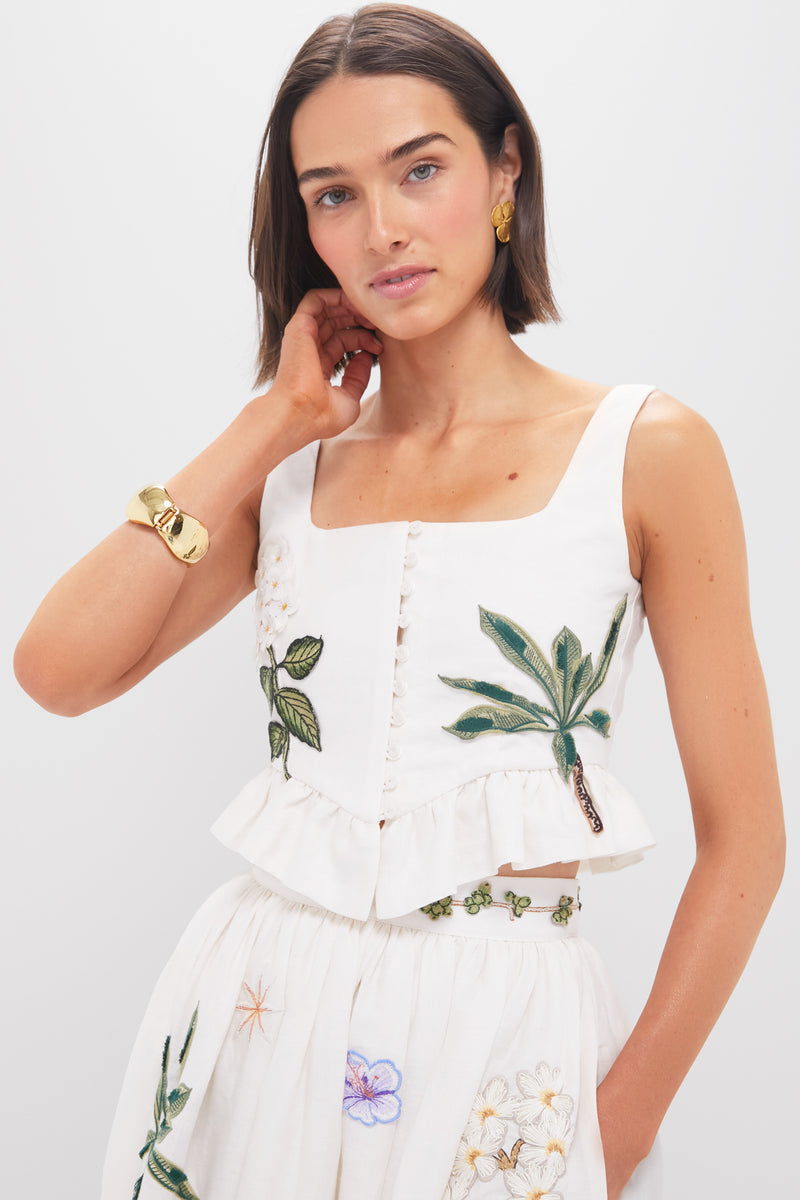 Wild Eslabon Embroidered Applique Cropped Top
