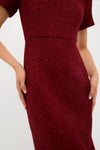 Burgundy Shimmer Boucle Pinot Midi Dress