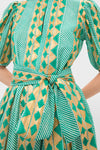 Exclusive Ascot Teal Puff Sleeve Maxi Dress