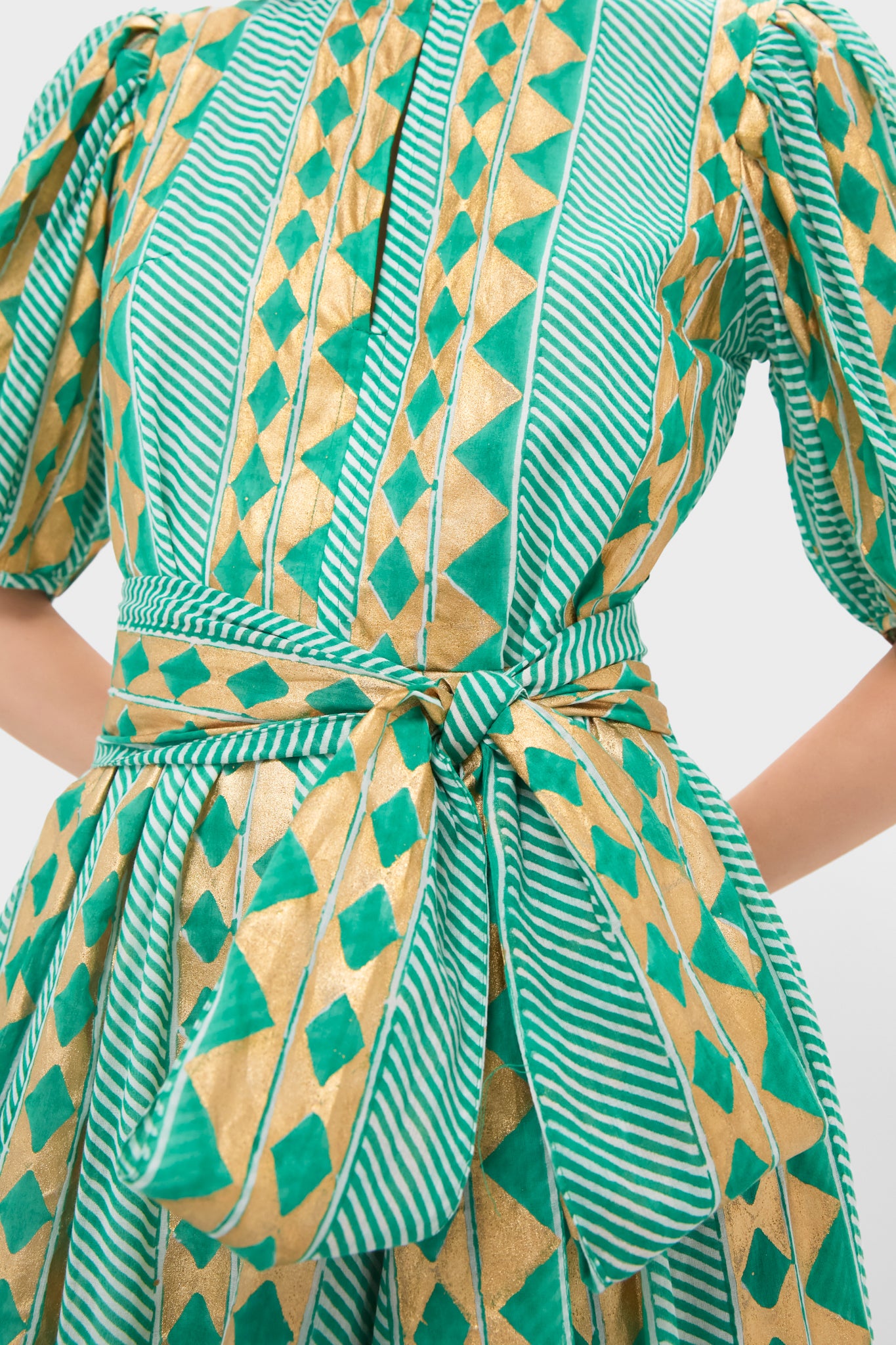 Exclusive Ascot Teal Puff Sleeve Maxi Dress