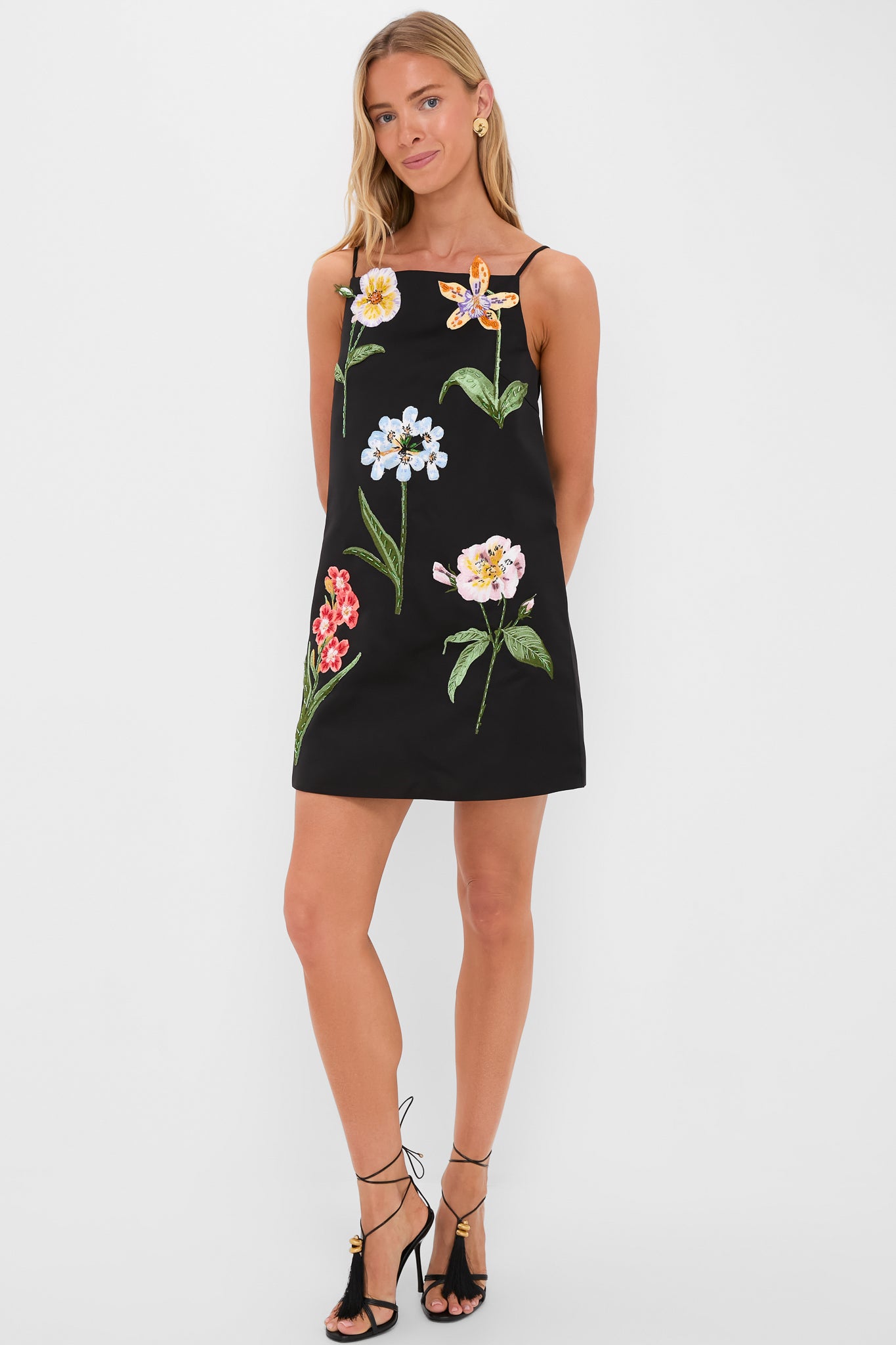 Ebony Botanical Print Leia Embroidery Mini Dress