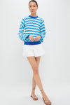 Aqua Wavy Stripe Callie Crewneck