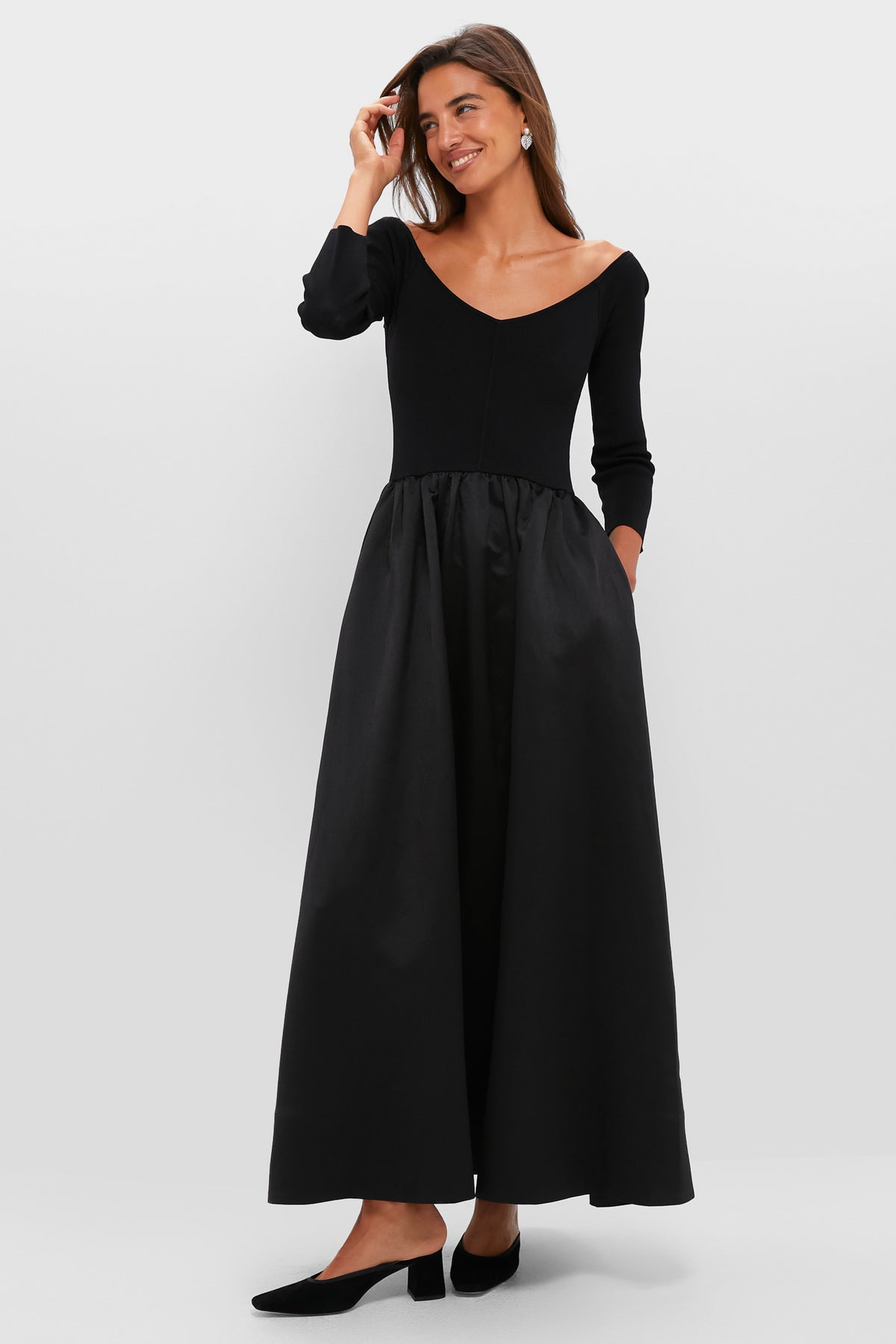 Tuckernuck Black Dupioni Clea Dress Black / XXS