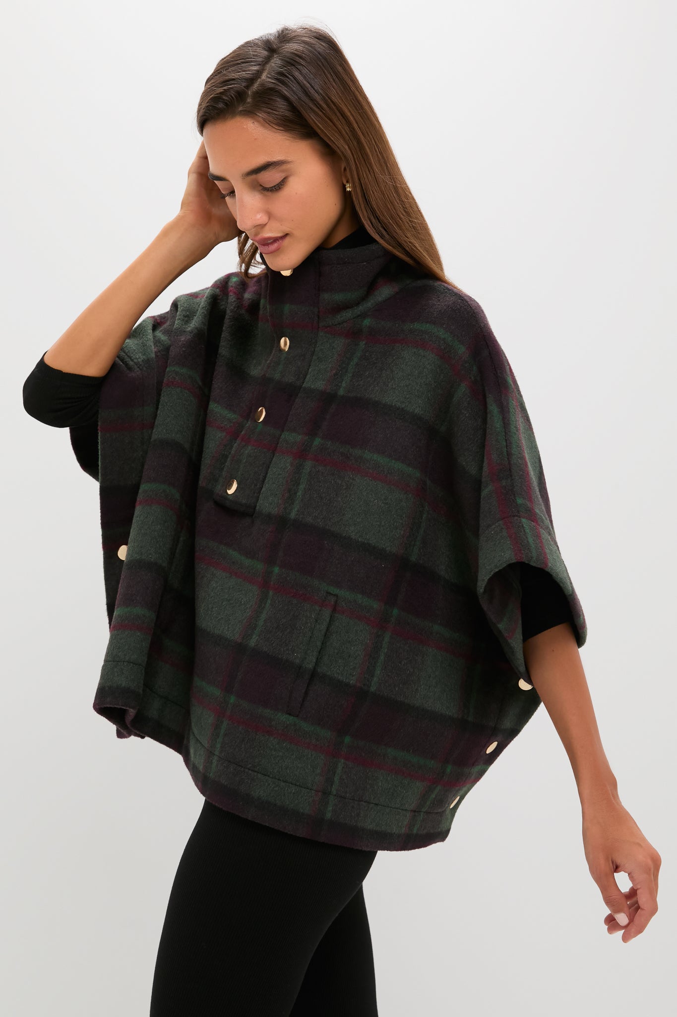 Forest Plaid Wool Winthrop Poncho