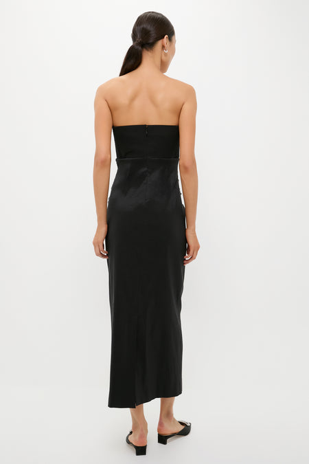 Black Taffeta Simmons Column Dress