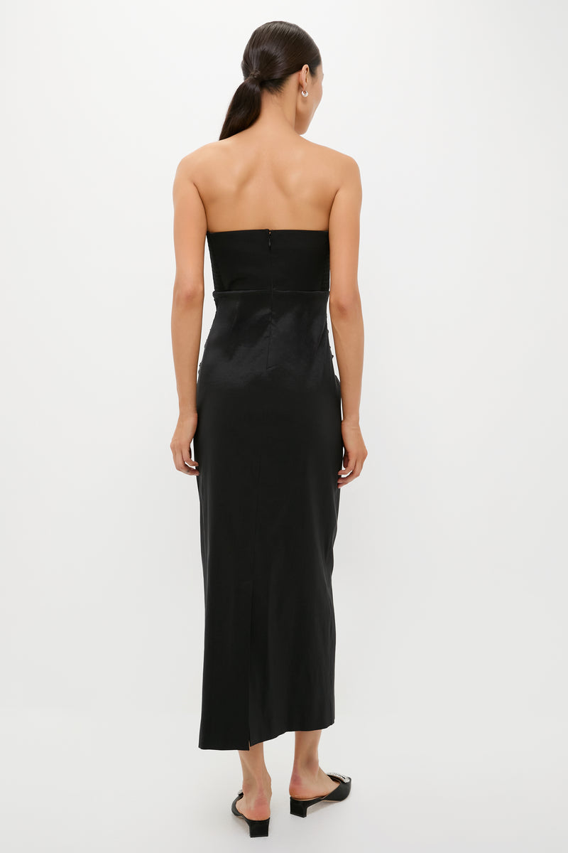 Black Taffeta Simmons Column Dress
