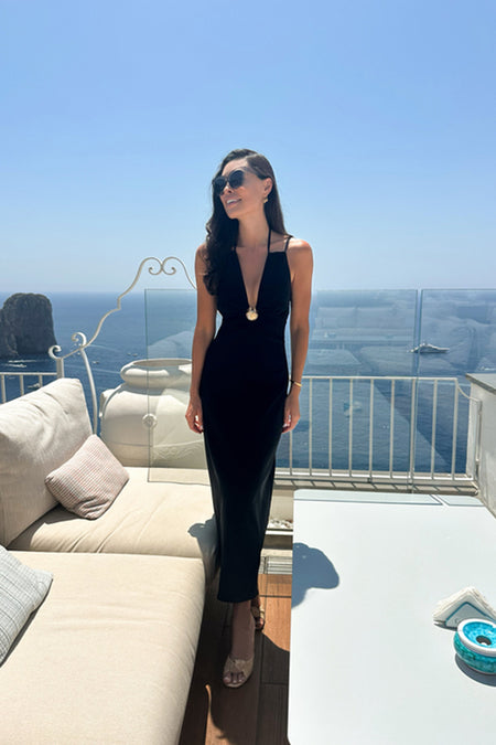 Black Seashell Dionis Midi Dress