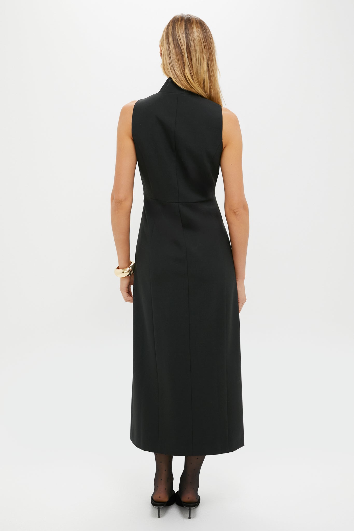 Black Velvet Button Leighton Dress