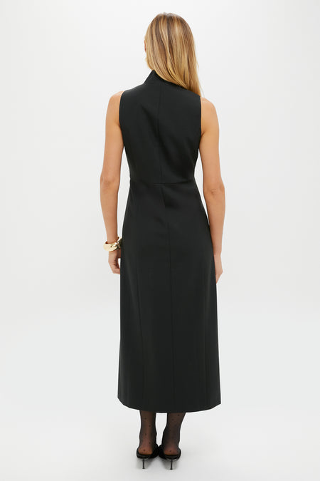 Black Velvet Button Leighton Dress