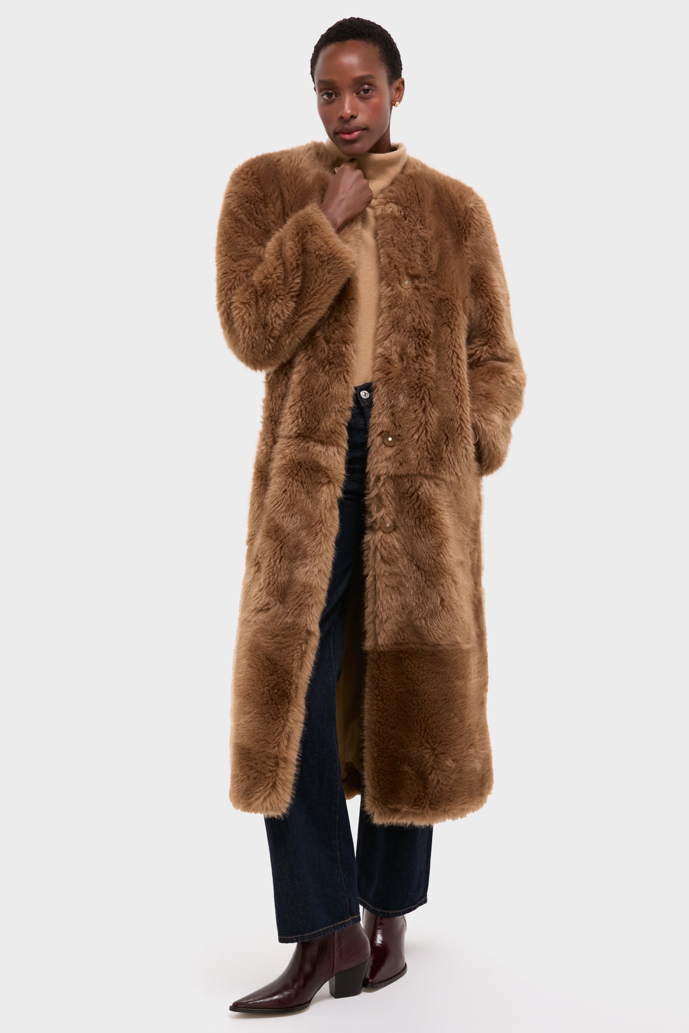 Nougat Faux Fur Hilma Coat | Stand Studio