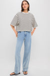 Black Stripe French Terry Myers Cropped Tee