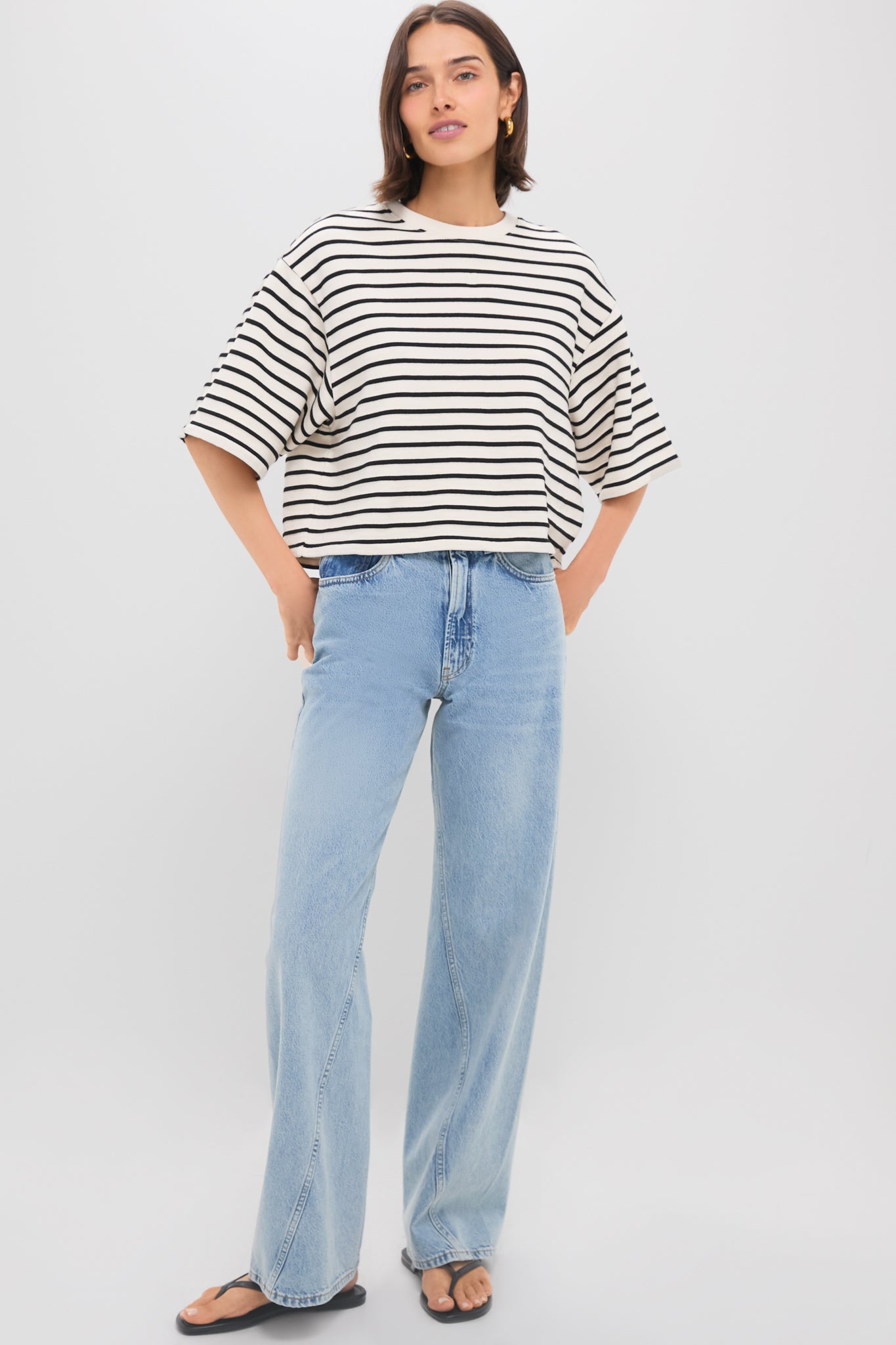 Black Stripe French Terry Myers Cropped Tee