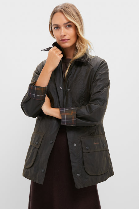 Waxed Cotton Ladies Plus Size Barbour Jackets Classic Olive
