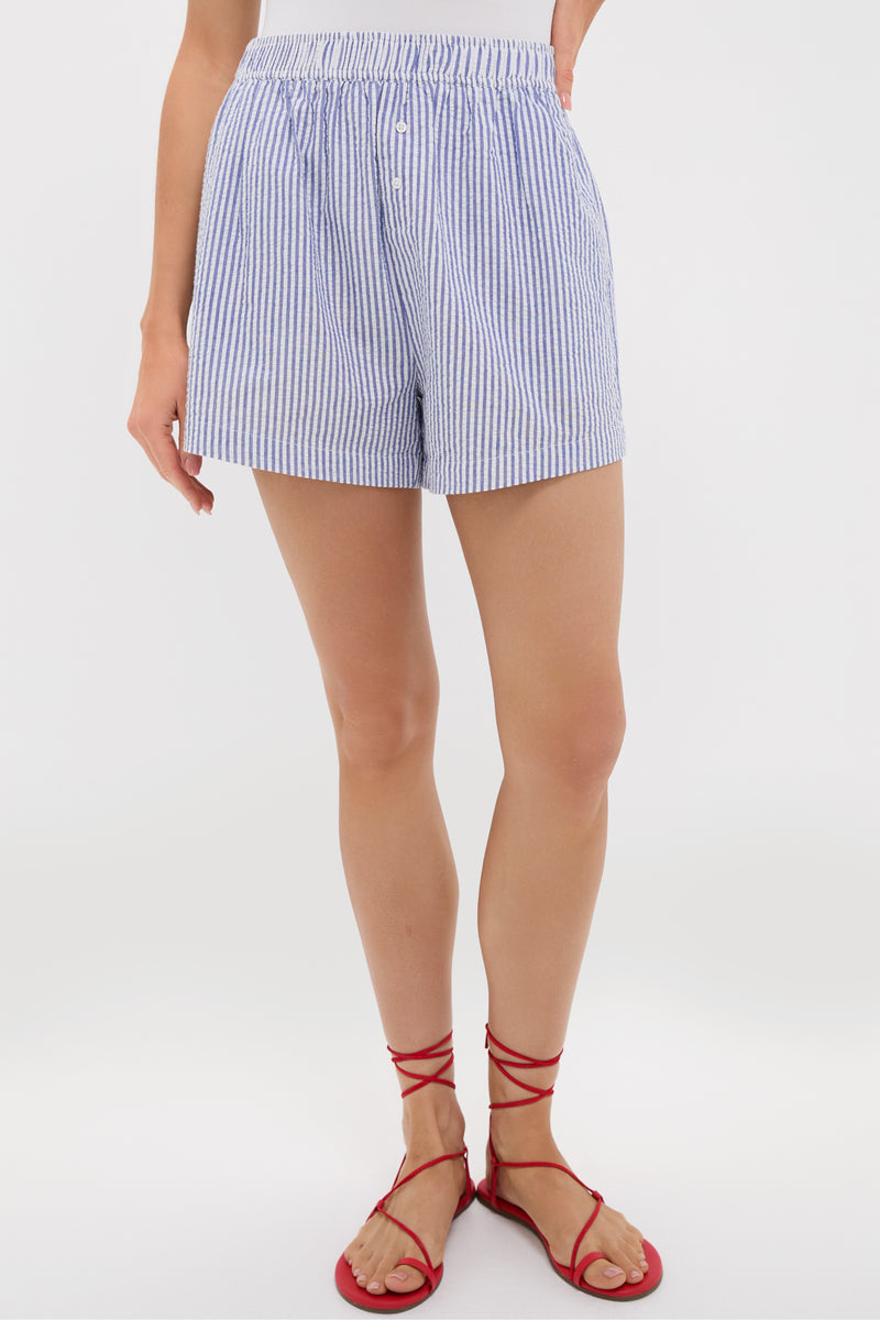 Blue Stripe Seersucker Raven Short