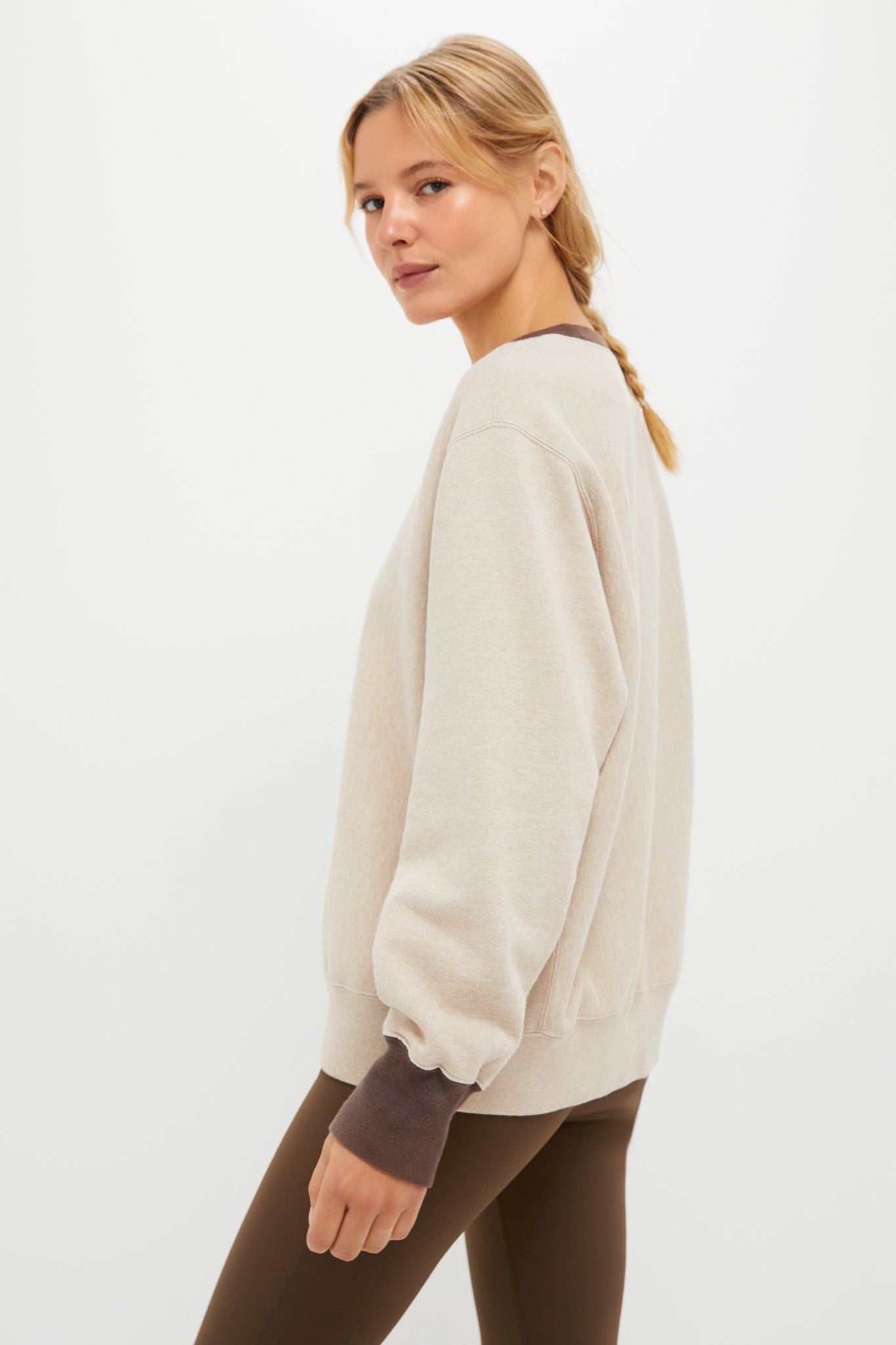 Heather Sandstone and Brown 100% Cotton Kolar Crewneck Sweatshirt